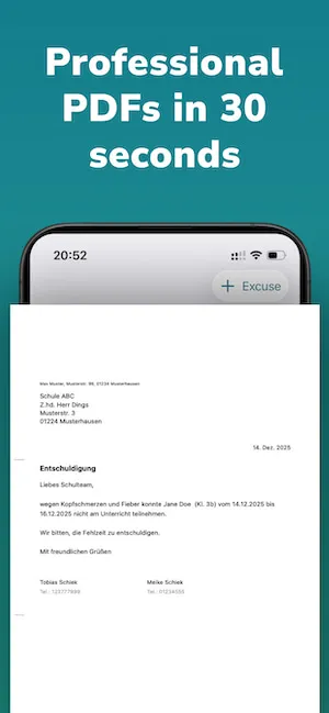 School Excuse Notes: Excuso – Screenshot 1
